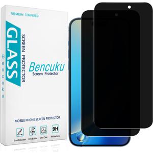 (2 Pack Privacy Screen Protector for iPhone 16 Pro 6.3 Inch Anti Spy Tempered Glass, Anti Scratch, Bubble Free, Case Friendly