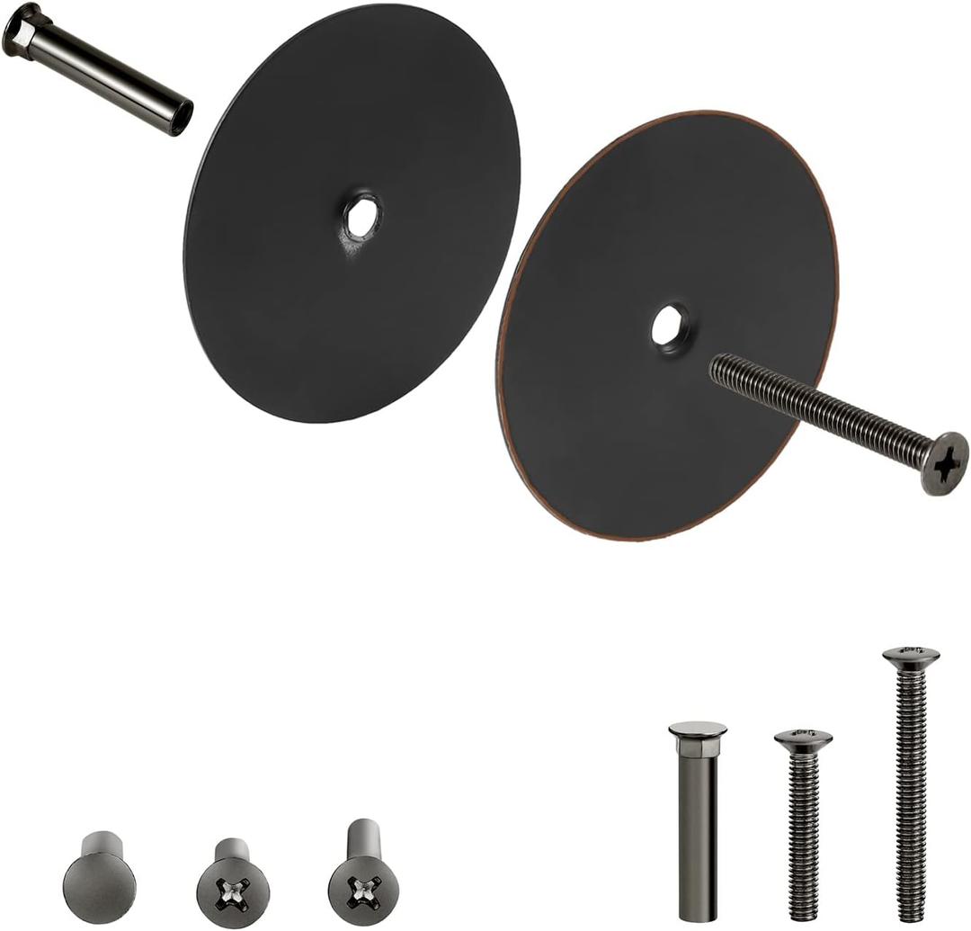 1 Pack Door Hole Cover Plate Oil Rubbed Bronze Deadbolt Cover Plate 2 5/8" Diameter Round Door Knob Hole Filler Plate, 1" and 1.5" Screws, Reinforcer Locks and Doors for Home Security