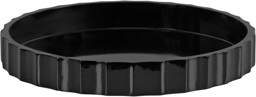 Kate and Laurel Lissi Decorative Round Tray with Wavy Design, 16 Inch Diameter, Black, Modern Scalloped Circle Serving for Coffee Table Ottoman, Dining Table, or Entryway Catch-All