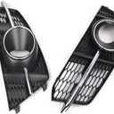 Compatible For Audi S6 A6 S-Line 2016-2018 (C7 facelift) 1 Pair Car Front Fog Light Grille Cover Trim With ACC Hole Fog Lamp Grill ABS