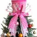 Christmas Tree Topper, Christmas Tree Topper Hat, Pink high Heels Tree Topper Christmas Decorations with Bow Ribbon Christmas Tree Ornaments for Holiday Family Xmas Dcor