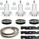 54" Deck 18792 Spindle Rebuild Kit for Craftsman/for Husqvarna YTH2454 LGT2654 LGT2554,Include 3 Spindles 187292 192870, 3 Pulleys 129861, 3 Blades 187256, 1 147 1/2" Deck Belt 196103