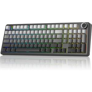 x Aula F99 Pro Wireless Mechanical Keyboard with Knob,Tri-Mode BT5.0/USB-C/2.4GHz Hot Swappable Keyboard,Pre-lubed Switches,Gasket Structure,RGB Backlit Computer Gaming Keyboards (Side Printed Black) (LEOBOG Nimbus Switches)