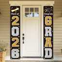 KMUYSL Graduation Decorations Class of 2026, Gold & Black Congrats Grad Banner Hanging Flags Porch Sign, 2026 Graduation Decorations Party Supplies for Any School Indoor/Outdoor Decor