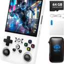 R36MAX Retro Gaming Console, Retro Handheld Games Console with 64GB TF Card, Portable Hand Held Open Source Linux System, 4.0 inch IPS HD Screen Video Game Consoles, 4000mAh Battery (Light White)