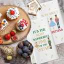 2 x Cheroloven Nutcracker Christmas Towels, 2 Pack Holiday Kitchen Dish Towels, Funny Nutcracker Xmas Bathroom Hand Towels, Christmas Kitchen Bathroom Decorations, White Elephant Gifts for Women Men