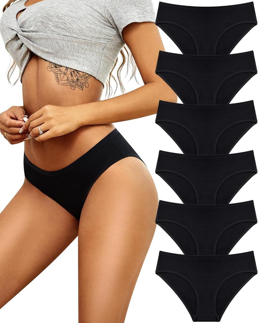 ALL OF SHE Womens Underwear Cotton Hipster Panties Breathable Sexy Cheeky Stretch Soft Ladies Bikini Underwear 6 Pack (Large)