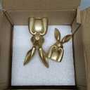 Easter Decorations for Home,Mini Resin Golden Bunnies Spring Sculpture Tabletop Ornament,Brass Rabbit Decor for Spring Home Decor, Vintage Resin Bunnies for Table Centerpieces Mantel Decorations