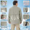 WULFUL Men's Sun Protection Fishing Shirts UPF 50+ UV Lightweight Quick Dry Cooling Button Down Shirts for Work Hiking Safari (Green, XL)