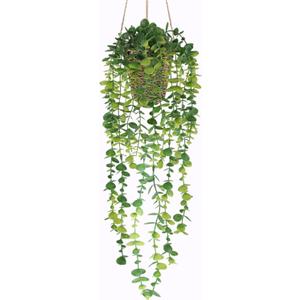 Nisoger Artificial Hanging Plants Small Fake Potted Plants, Faux Plants for Indoor Outdoor Aesthetic Office Living Room Shelf Decor (Green)