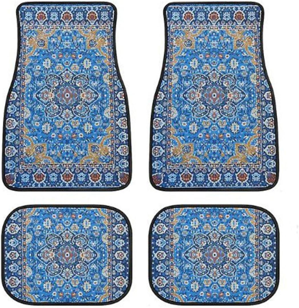 Car Floor Mats Non-Slip Automotive Floor Mats All-Weather Front Rear Car Floor Foot Mat Sets of 4 Pieces Foot Mats Rugs Carpet for Car Trucks SUV Sedans (Blue)