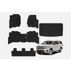 Naibeve Floor Mats for 2018-2024 Ford Expedition 8 Seats with 2nd Row Bench Seat-All Weather for Ford Expedition Floor Mats Liners 3 Row & Cargo Liner Behind The 3rd Row Accessories(Not for MAX)