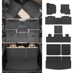 Floor Mats Compatible with 2018-2025 Ford Expedition 7-Seater (Not Fit Max) Cargo Liner Trunk Mat Back Seat Cover 2024 Expedition Accessories (Trunk Mat+3rd Row Backrest Mats+Floor Mats)