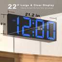 JALL 22'' Large Digital Wall Clock, Big LED Number Dispaly, DST, Night Light for Classroom, Living Room, Bedroom, Mounted, Birthday Xmas Gift for Senior, Mem Womem Mom Dad, Blue