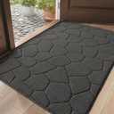DEXI Front Door Entryway Mat Non Slip, 32x48 Washable Inside Entrance for House Floor Low Profile, Thin Entry Doormat Absorbent Dirt Trapper, Pebble Grey