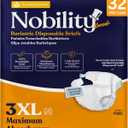 3XL Adult Diapers for Women and Men - Case of 32 Bariatric Disposable Briefs with Tabs and Stretchable Side Panels - Breathable with Max Absorbency