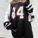 Oversized Jersey Shirts for Women Off Shoulder Tops Long Sleeve Y2K Jersey Clothes Loose Fit Graphic Tees (S)