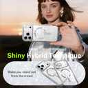 Glitter for iPhone 17 Pro Case with Eye-catching Integrated Lens Protection, [Sparkly Bling Back Panel] [Seamless Work with Magsafe] Cute Women Girly Magnetic Phone Case for iPhone 17 Pro 6.3" Silver