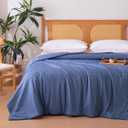 Amazon Basics Cooling Comforter, Soft Lightweight Waffle Weave Blanket for Hot Sleepers, Summer & All Season Bedding to Keep Cool for Night Sweats, 90"x90", Queen, Blue
