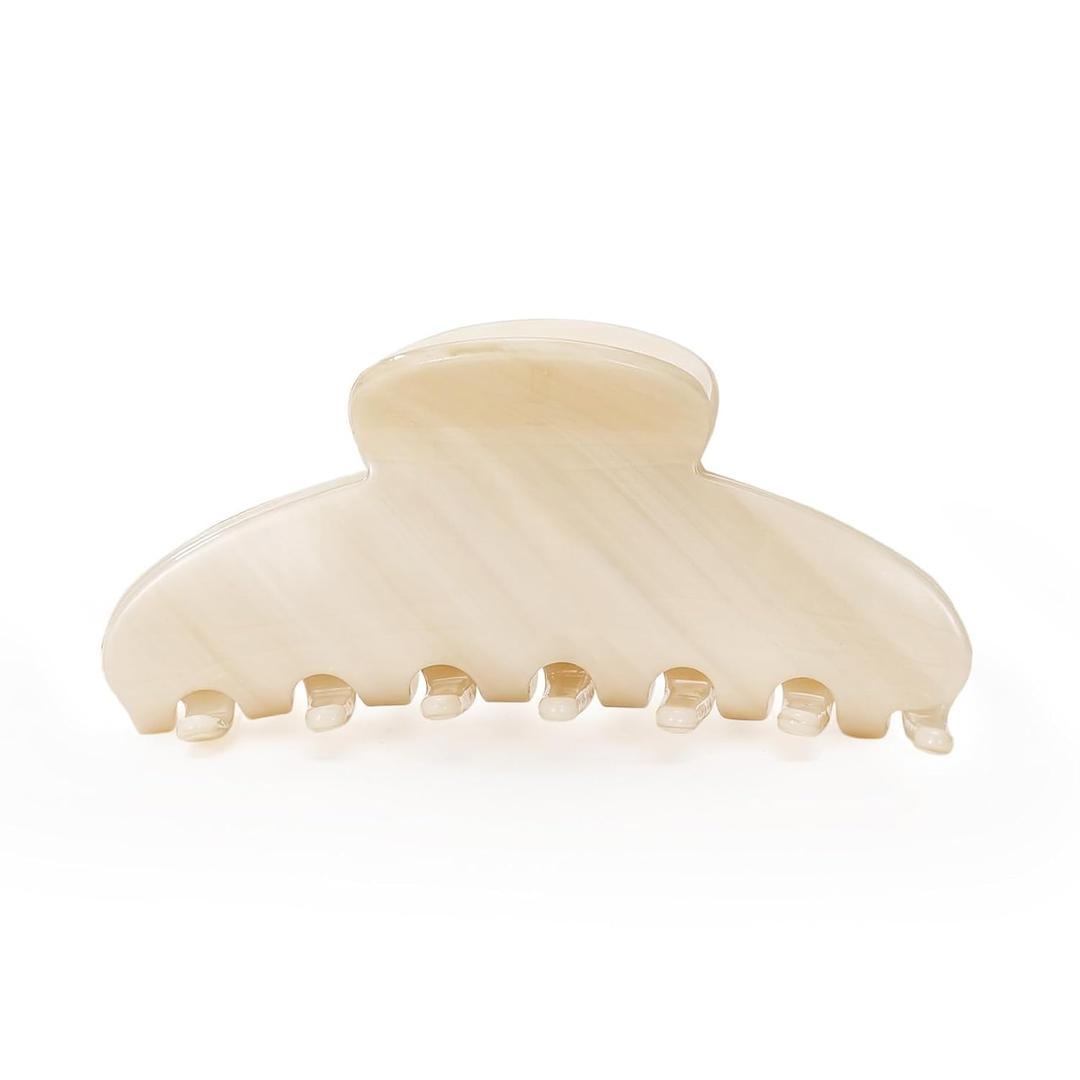 4.3 Inch Large Claw Clip for Thin Hair & Thick Half Ups, Cute Acetate French Hair Clips for Women, Non-Slip Secure Updos & Chic Daily Styles, Cream White