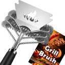 TNTOR Grill Brush Bristle Free with Scraper, 18" Adjustable Handle BBQ Grill Brush for Outdoor Grill, Extra Strong Grill Cleaner Brush for Grill/Smoker/Gas/Charcoal, Grill Gifts for Men/Dad