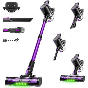 Cordless Vacuum Cleaner, 500W/40Kpa Vacuum Cleaners for Home, Stick Vacuum Cordless with LED Display, Anti-Tangle & Wall Mount