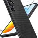 FNTCASE for Samsung Galaxy S25 Case: Dual Layer Heavy Duty Cell Phone Protective Cover Shockproof Rugged with Non-Slip Textured - Military Drop Protection Bumper Tough - 2025, 6.2 inch (Black)