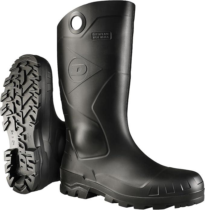 Dunlop Protective Footwear, Chesapeake plain toe Black Amazon, 100% Waterproof PVC, Lightweight and Durable, Size:12