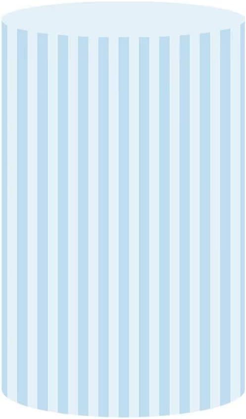 Sky Blue Stripes Round Pedestal Covers for Birthday Party Wedding Baby Shower Bridal Shower Decoration,Plinth Cylinder Cover with Elastic Band za155 Dia36 H75
