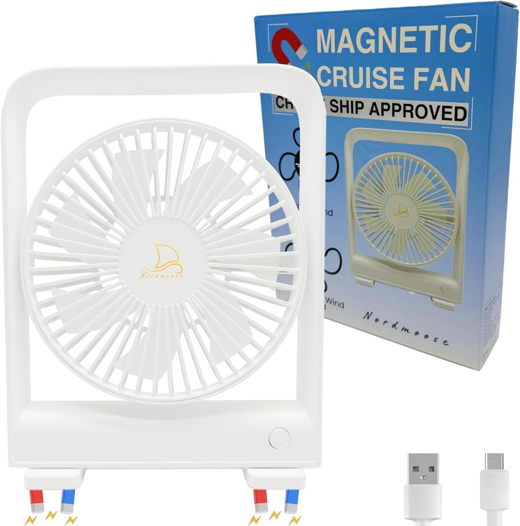 Cruise Ship Approved Fan - Magnetically Sticks on Cabin Ceilings and Walls - Powerful 3-Gear, Ship Cabin Approved - The Original Portable Cruise Fan 2025