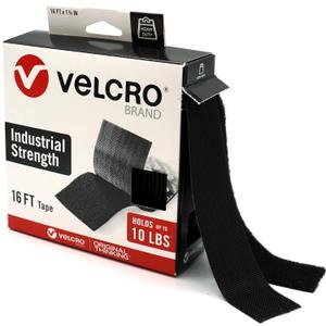 VELCRO Brand Heavy Duty Tape | 16 Foot Roll | Strong Sticky Back Adhesive Holds up to 10 lbs | Industrial Strength Fasteners for Indoor or Outdoor Use | 1-1/2in Width, Black (VEL-30838-USA)