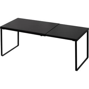 Nxconsu Cabinet Shelf Expandable Organizer Riser Rack for Kitchen Pantry Cupboard Under Sink Countertop Home Organization Extra Storage Space Saver Heavy Duty Metal Edgeless Design Black (8.26D * 14.56-24.6W * 8.46H)