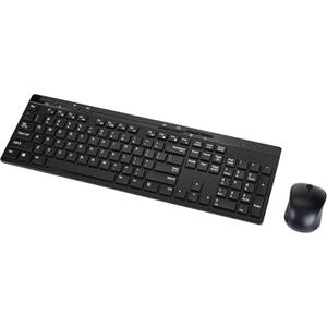 Amazon Basics Wireless Keyboard and Mouse Combo, Full-Sized, QWERTY Layout, 2.4 GHz USB Plug & Play Receiver, Sleek Design, Black