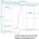 Ulif E10 Clothes RackWith Stretchable Hanger RodFreestanding Clothing Racks for Hanging ClothesAdjustable Closet Organizer SystemPortable Garment Rack 73-97"W x 15" D x 72" HMax Load 800LBSWhite