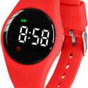 Waterproof Vibrating Alarm Watch Rechargeable 15 Alarm Reminder Watch Potty Training Watch with Lock Screen (Red)