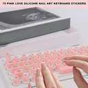 70pcs Cute Keyboard Stickers for Long Nails, Soft Silicone Raised Key Board Cover with Letters for Type Long Nail Art Reusable Keypad Bubbles Skins for Women Desktop Computer