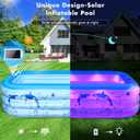 StarOcean 2026 Upgrade Inflatable Pool with Lights, Family Inflatable Swimming Pool for Kids,Adults,Blow Up Pool Solar Powered,Large Kiddie Pool,100"x63"x20"Oversized Thickened Pool for Backyard-Blue
