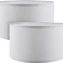 Aspen Creative 38872-2, Drum Collapsible Uno Lamp Shade, White, 16" Top x 16" Bottom x 9" Height, Set of 2, 16" Top x 16" Bottom x 9" Slant