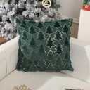 Christmas Pillow Covers 16x16 inch Set of 2,Christmas Pillows Tree Green Faux Fur Throw Pillow Covers,Winter Holiday Farmhouse Cushion Case Decoration for Sofa Couch