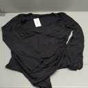 Chunpin Women's Square V Neck Mesh Bodysuit Long Sleeve Mesh Tops Outfits Sexy Bodysuits (Large, Black)