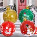 HYRIXDIRECT 4Pcs 24 Inch Giant Christmas PVC Inflatable Decorated Ball Inflatable Ornaments PVC Outdoor Blow up Christmas Yard Lawn Holiday Pool Party Decorations