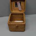 Rattan Square Tissue Box Cover, 5.7" x 5.7" x 5", Decorative Woven Facial Tissue Holder with Hinged Top Lid, Natural Color