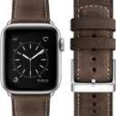 SUNFWR Leather Bands Compatible with Apple Watch Band 42mm(Series 3 2 1) 44mm 45mm 46mm 49mm for Men Women, Top Grain Genuine Leather Replacement Strap for iWatch Ultra 3 2 1, SE3 2 1, Series 11 10 9 8 7 6 5 4 3 2 1 (Coffee/Silver)