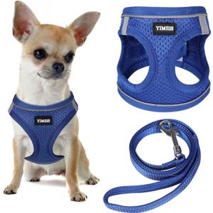 YIMEIS Dog Harness and Leash Set, No Pull Soft Mesh Pet Harness, Reflective Adjustable Puppy Vest for Small Medium Large Dogs, Cats (Royal Blue, X-Small (Pack of 1)