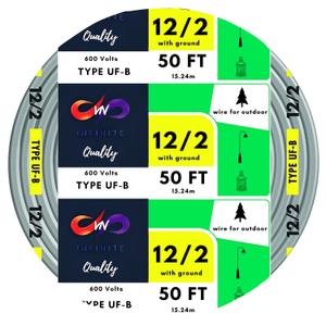 12/2 UF-B Wire Gray Solid Underground Feeder Cable (50 Ft)