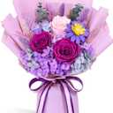 Yastouay Preserved Flowers for Delivery Prime, Preserved Purple Roses Bouquet, Flowers Bouquet with Gift Box for Mother Day, Women Birthday Gift, Anniversary, Valentines Day
