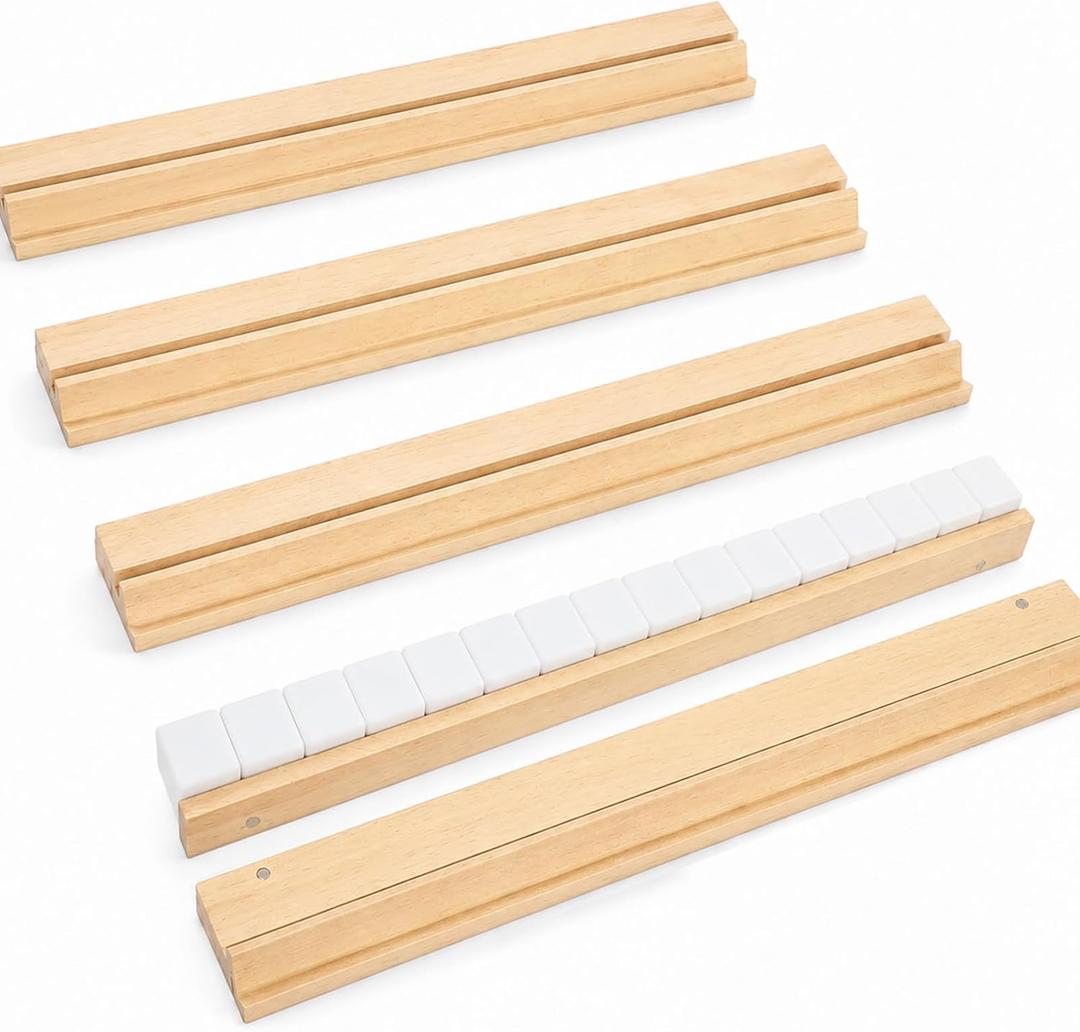 21 Inch Wooden Mahjong Racks with Pushers Set of 4(Log, Large)