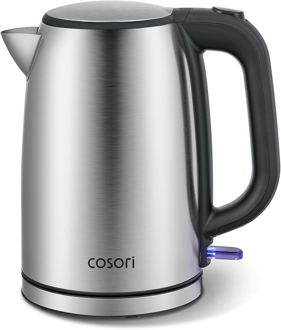 COSORI Electric Kettle, Plastic-Free Interior, 2 Lid Opening Angles, Easy to Clean, Automatic Shut Off & Boil-Dry Protection, Stainless Steel Tea Kettle, Hot Water Boiler & Heater, 1.7L, 1500W