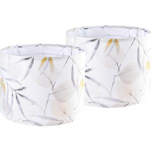 Set of 2 Drum Lampshades Printed Lamp Shades - 13" x 13" x 10" - Ideal for Table & Floor Lamps Natural Linen- Hand Crafted - Farmhouse Decor - Assembly Required By GO&SO