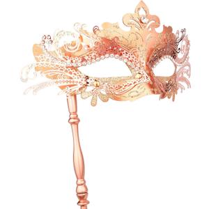 Hoshin Masquerade Mask with Stick, Mardi Gras Deecorations Venetian Masks for Womens (Rose Gold)